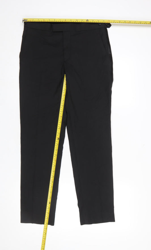 Mens UK Size 30 in Marks and Spencer Slim Fit Dress Pants Black Trousers