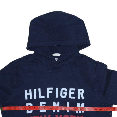 Mens UK Size M Hilfiger Denim Blue Pullover Hoodie