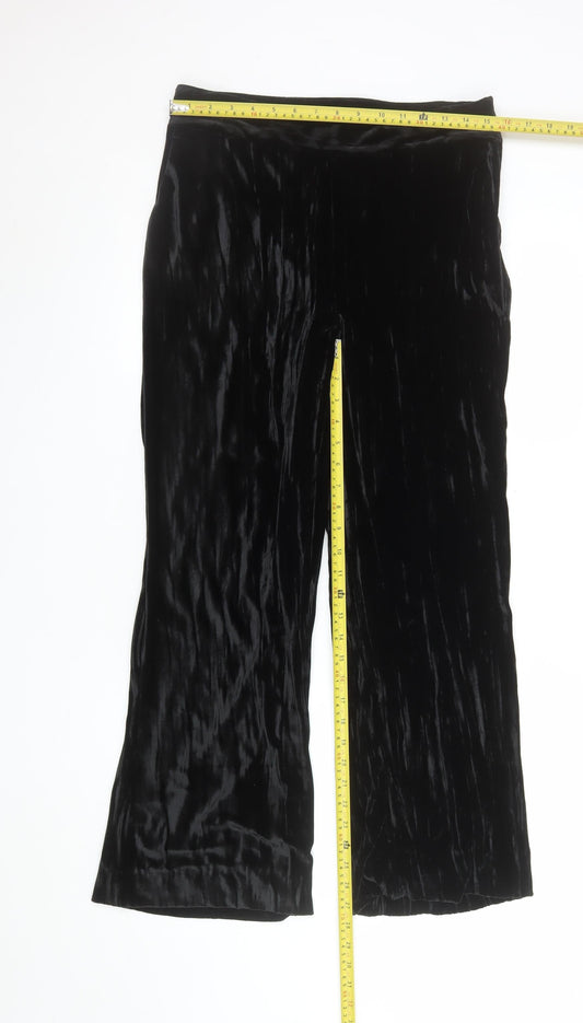 Lanidor Women’s Black Velvet Wide-Leg Trousers Size 12