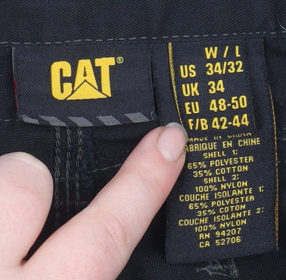 Mens UK Size L CAT Regular Fit Cargo Black Trousers
