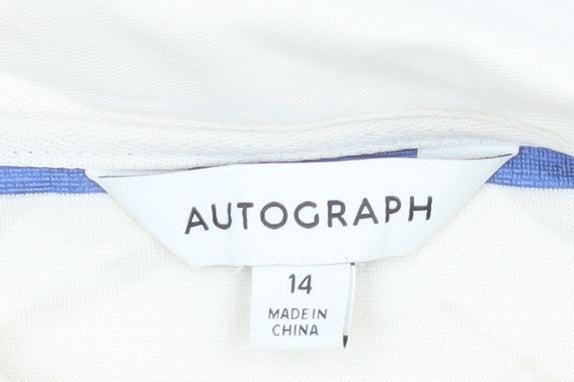Marks and Spencer Autograph Womens Blue White Striped Polo Top Size 14