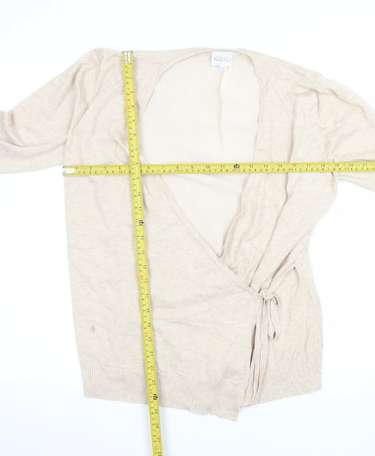 Womens UK Size 14 Kaliko Beige Wrap Jumper