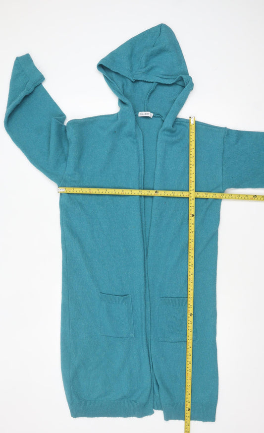 Gallery Women's Blue Hooded Knit Cardigan Size 8