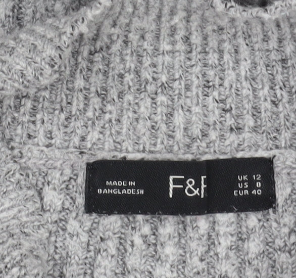 Womens UK Size 12 F&F Grey Pullover Jumper