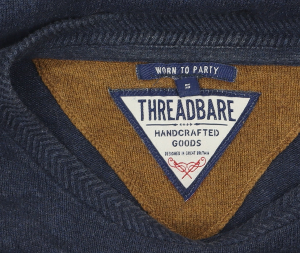 Mens UK Size S Threadbare Blue Pullover Jumper