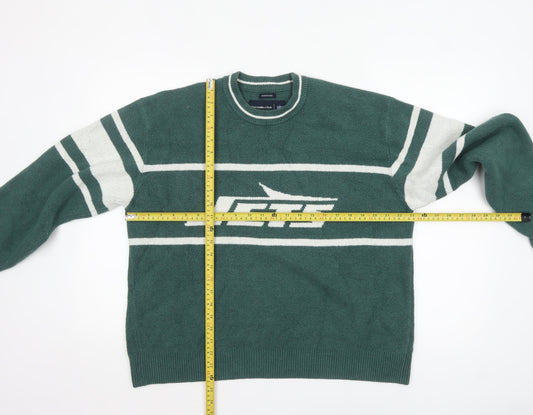Abercrombie & Fitch Men’s Green Jets Graphic Knit Jumper Size M