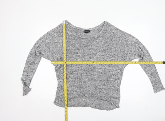 Topshop Women Grey Knit Boat Neck Long Sleeve Pullover Jumper Size 10