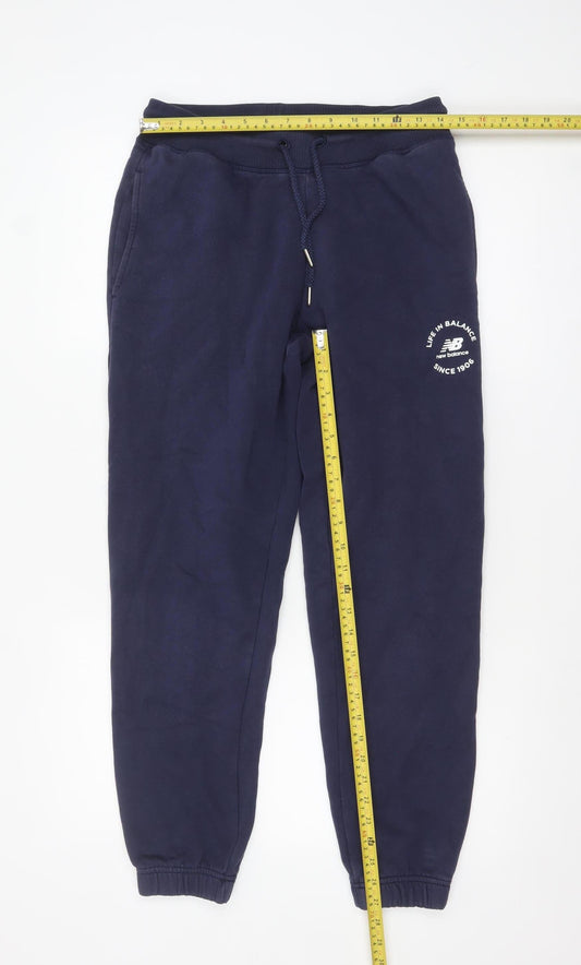 Mens UK Size S New Balance Regular Fit Sweatpants Blue Trousers