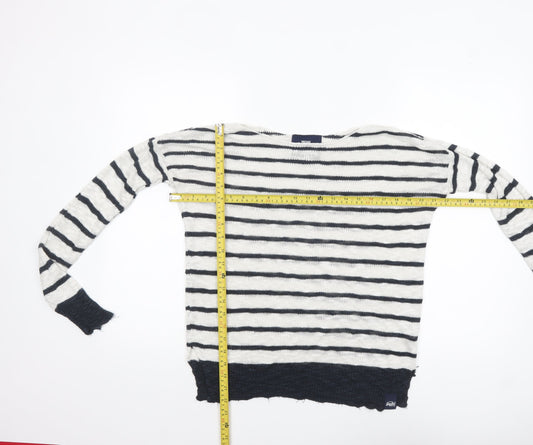 Superdry Women White Navy Striped Knit Jumper XS