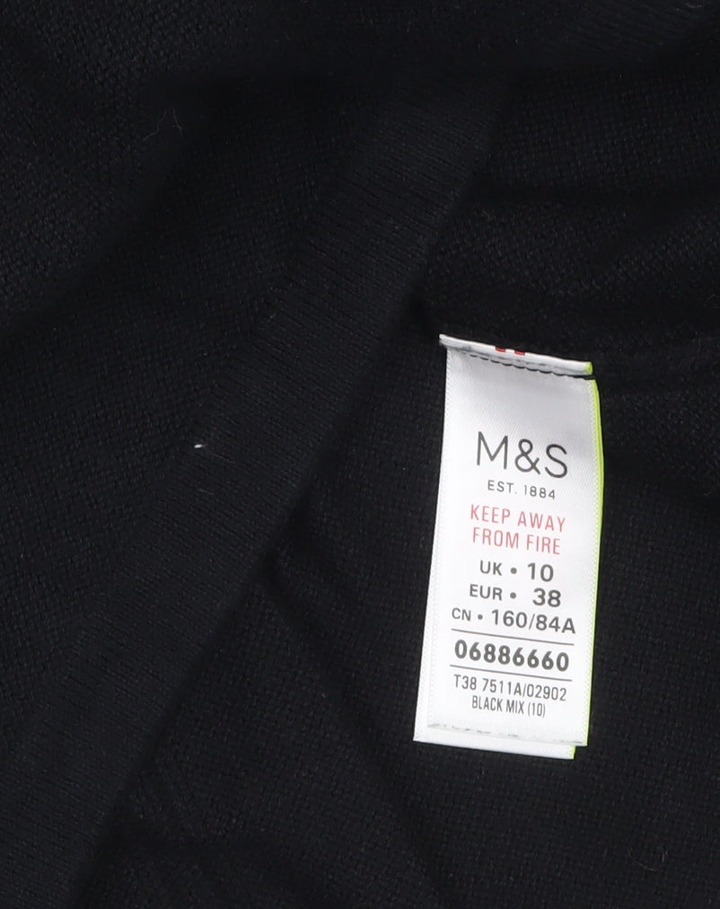 Womens UK Size 10 Marks and Spencer Black Tunic Jumper