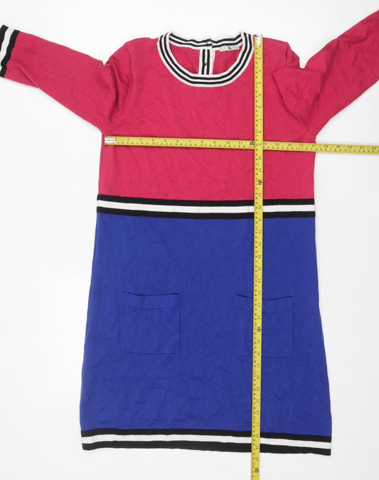 Tu Women’s Multicolour Shift Dress Size 14 Colourblock Knit