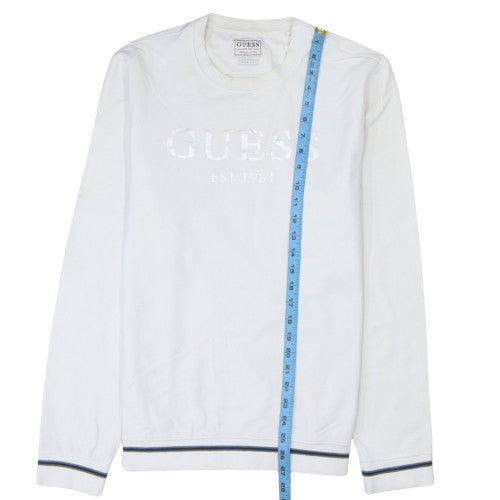 Mens UK Size L GUESS White Pullover Sweatshirt