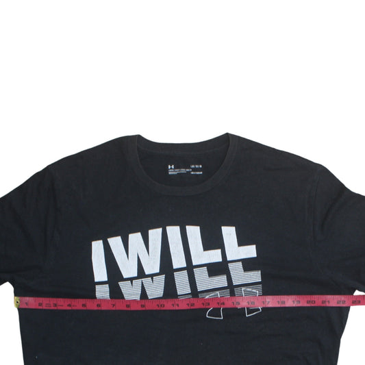 Under Armour Men's Black 'I WILL' Graphic Loose Fit HeatGear T-Shirt Size L
