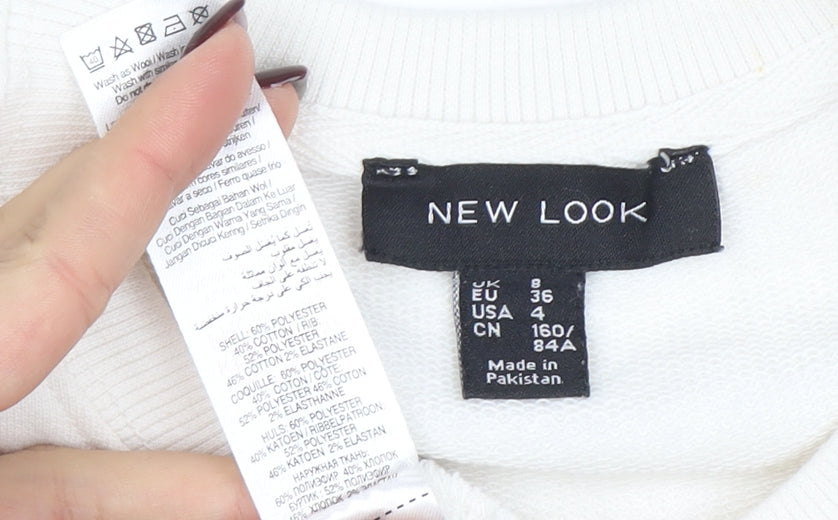 Womens UK Size 8 New Look White Pullover Sweatshirt