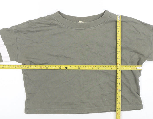 Girls UK Size 10-12 Years H&M Green Cropped T-Shirt