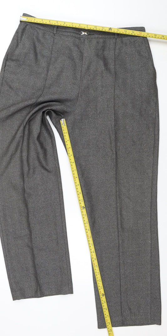 Eastex Womens Grey Herringbone Elastic Waist Trousers Size 16
