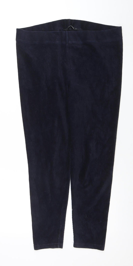Bonmarché Women's Navy Blue Velour Stretch Leggings Size 14