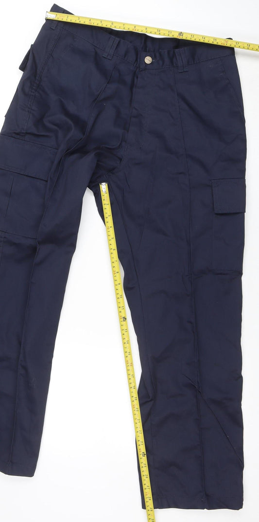 Mens UK Size L Uneek Regular Fit Cargo Blue Trousers