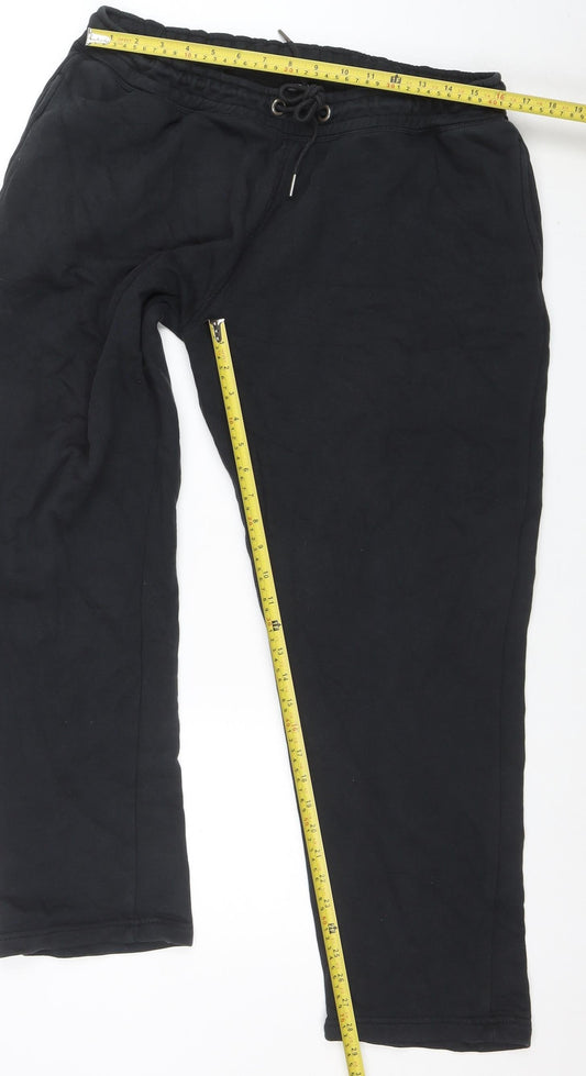 Mens UK Size L TU Regular Fit Jogger Black Trousers
