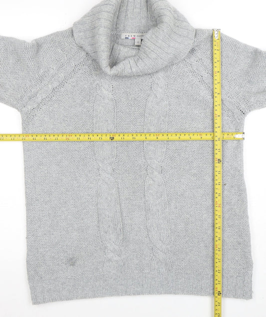Crew Clothing Co. Womens Grey Roll Neck Cable-Knit Jumper Size 12
