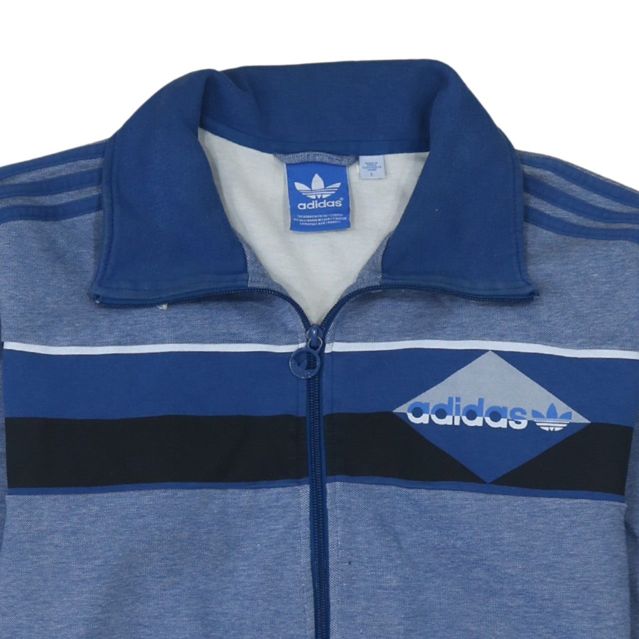 Mens UK Size L adidas Blue Full Zip Sweatshirt