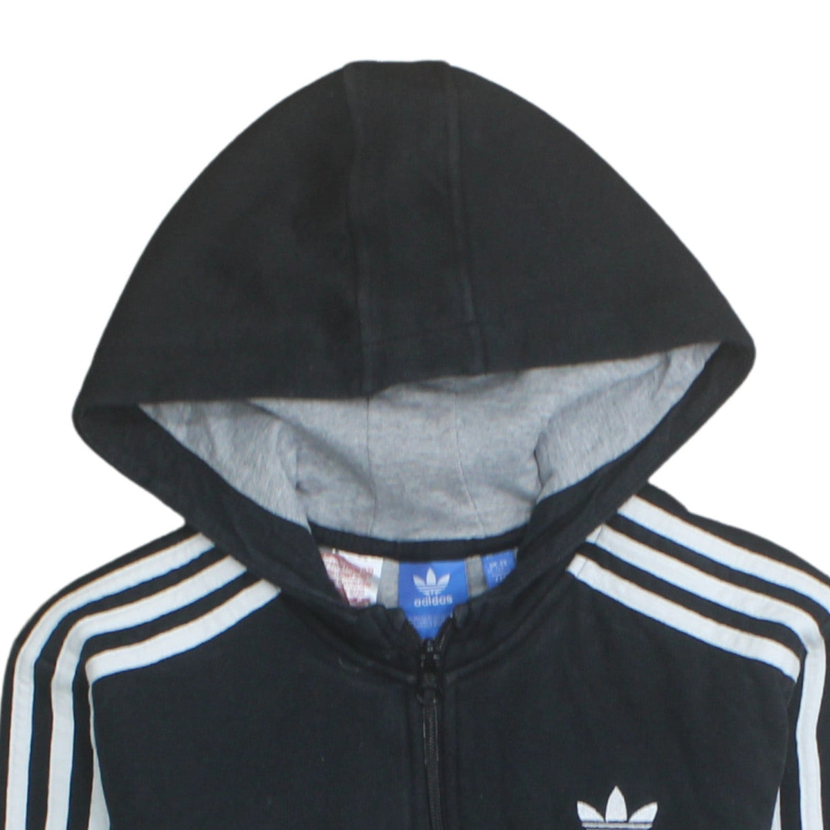 Additional view of Adidas boys’ black 12-13 years 1/2 zip hoodie with stripes