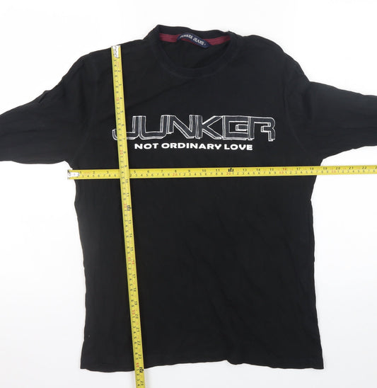 Junker Men's Black Long Sleeve Graphic T-Shirt Size L