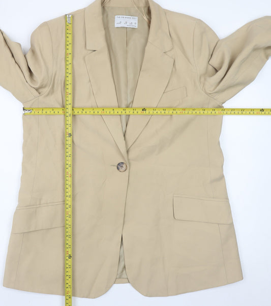 Primark Womens Beige Regular Fit Viscose Blazer Size 10