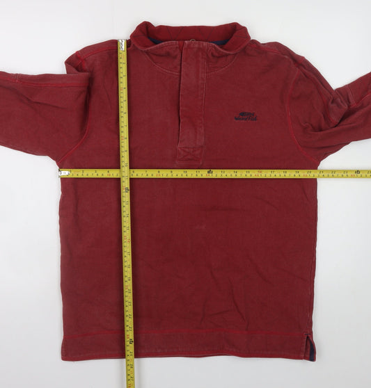Mens UK Size M Weird Fish Red Henley Sweatshirt