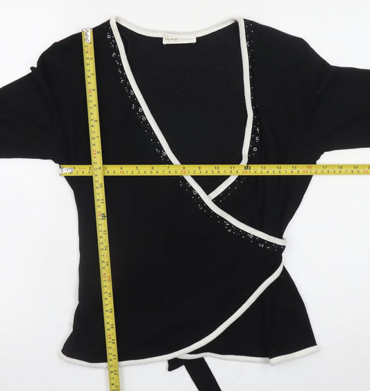 George Women’s Black Wrap V-Neck Long Sleeve Jumper Size 14