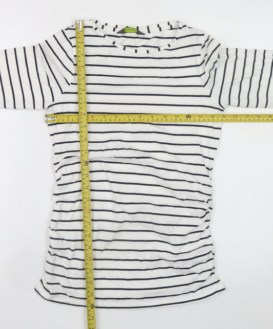 Blooming Marvellous Women’s White Striped 3/4 Sleeve Boat Neck T-Shirt Size S