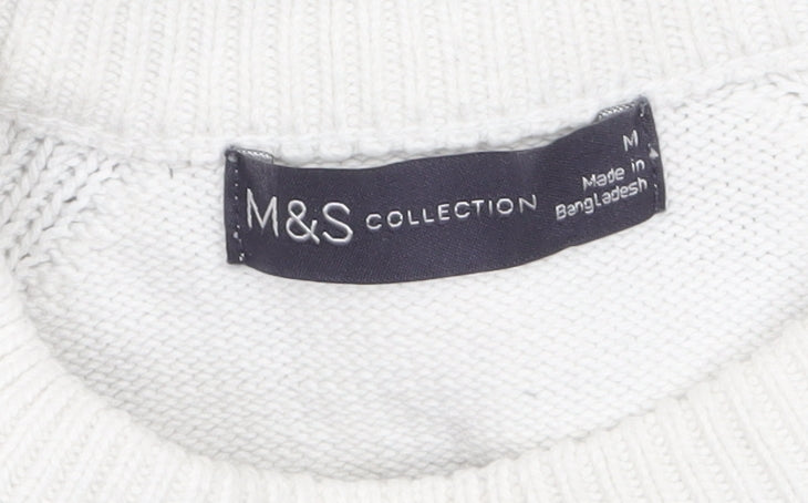 Womens UK Size M Marks and Spencer White Pullover Jumper