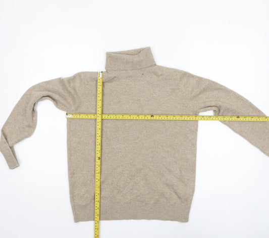 Marks and Spencer Women Beige Roll Neck Jumper XS Wool Blend