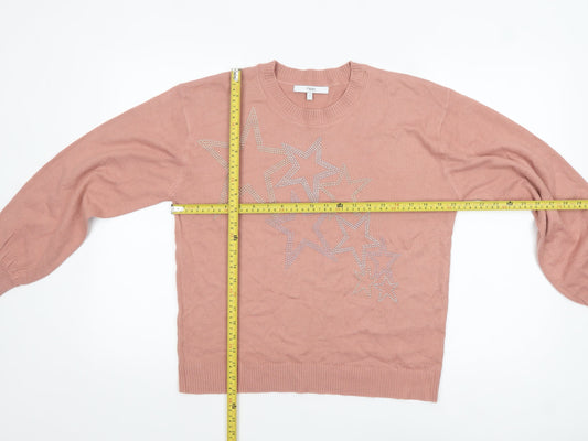Next Women's Pink Star Rhinestone Crew Neck Jumper Size S