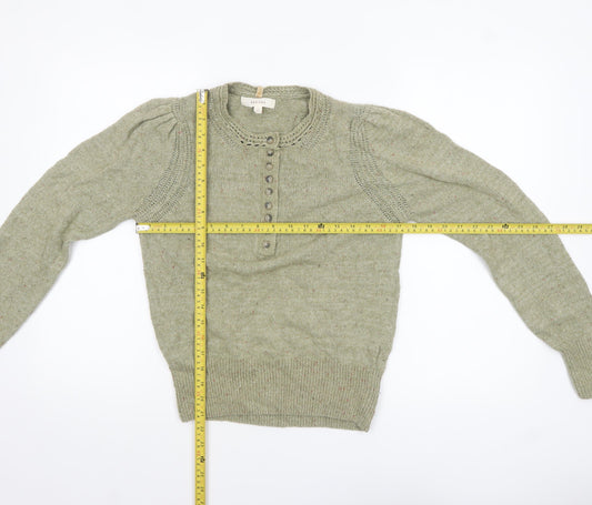 Womens UK Size 10 Marks and Spencer Green Henley Jumper