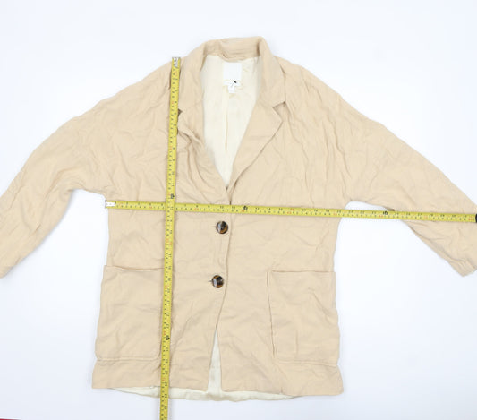 H&M Women’s Beige Linen Blend Relaxed Fit Blazer Size S