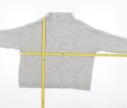 Mango Women Grey Mock Neck Cable-Knit Acrylic Jumper Size 10