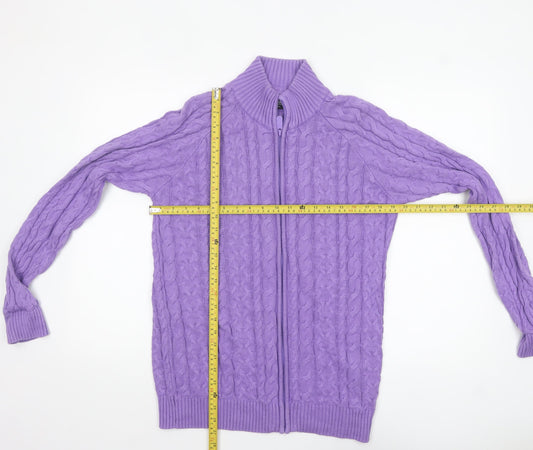 Womens UK Size S Cotton Traders Purple Full Zip Jumper