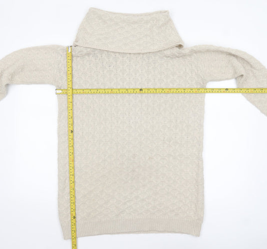 H&M Womens Beige Cowl Neck Long Sleeve Knit Jumper XS