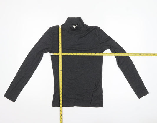 H&M Women’s Grey Roll Neck Long Sleeve Jersey Top Size 8