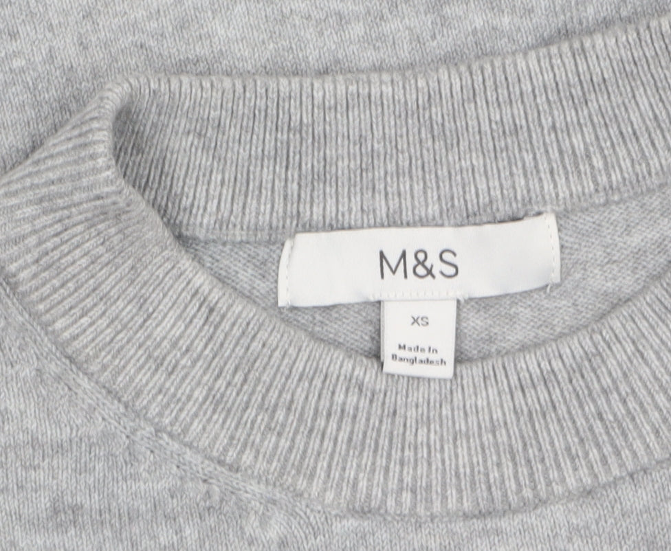 Marks and Spencer Women's Grey XS High Neck Short Sleeve Jumper