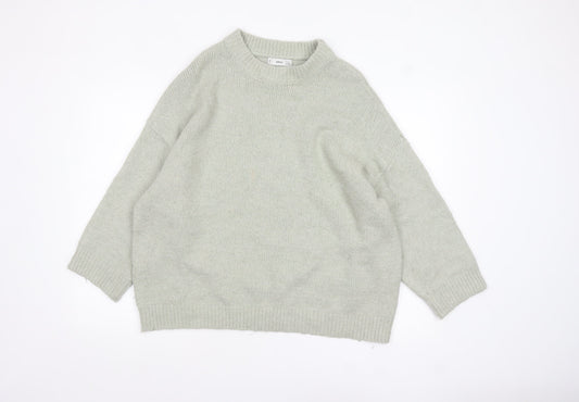 Mango Womens Grey Wool Blend Crew Neck Relaxed Fit Jumper Size S