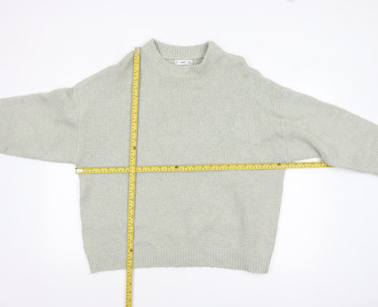 Mango Womens Grey Wool Blend Crew Neck Relaxed Fit Jumper Size S