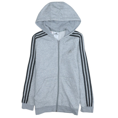 Additional front view of Adidas boys’ grey full zip hoodie 11-12 years regular fit sportswear