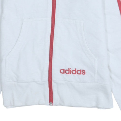 Womens UK Size 10 adidas White Full Zip Hoodie
