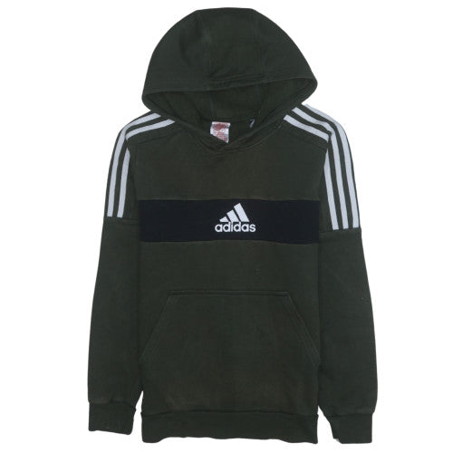 Additional front view of Adidas boys’ green pullover hoodie 13-14 years fleece regular fit