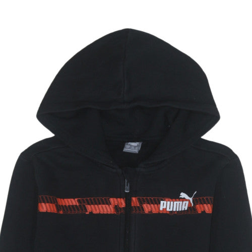 Additional view of Puma boys’ black full zip fleece hoodie 16 years sports logo sweatshirt