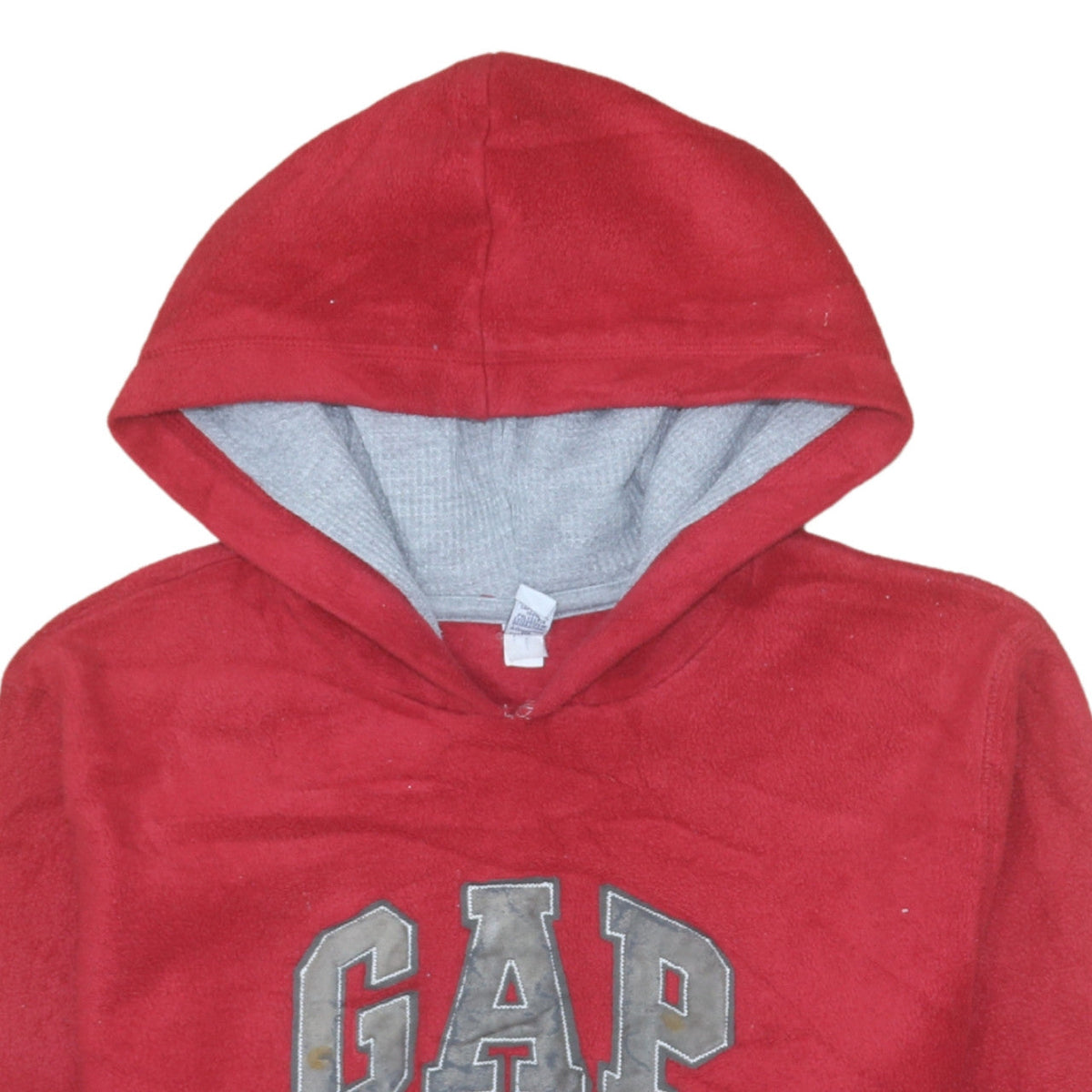 Additional view of Gap boys’ red fleece pullover hoodie, size 12, years warm logo sweatshirt