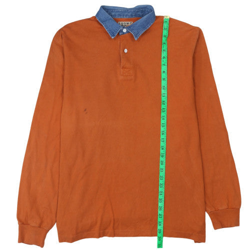 Mens UK Size XL LUOMO SPORT Brown Henley Sweatshirt