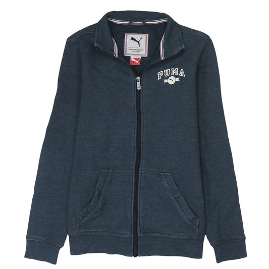 Additional front view of Puma Women’s Blue Track Jacket, size UK 12, Full Zip Cotton Blend